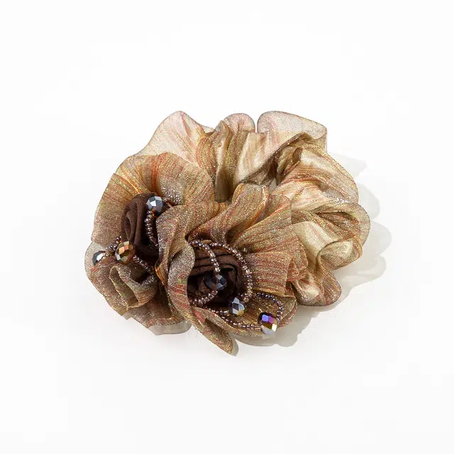 卡铂雅 棕色花朵 潮流设计港风气质复古 极简高级感发圈 发饰 女款 礼盒装