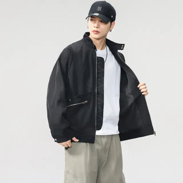 希越 赛博朋克风高街潮牌机车立领美式休闲外套夹克 男款