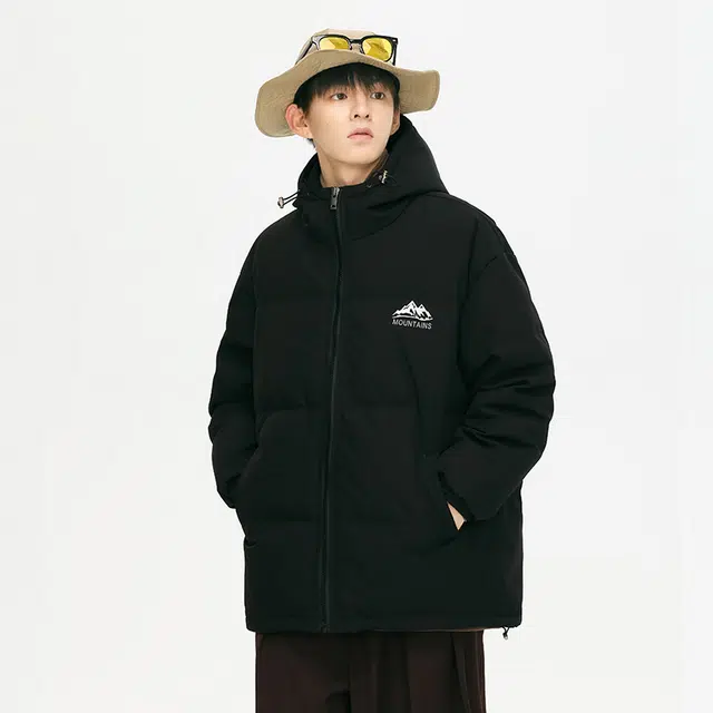 希越 男女同款宽松大码连帽外套御寒保暖轻薄棉袄羽绒服 男款