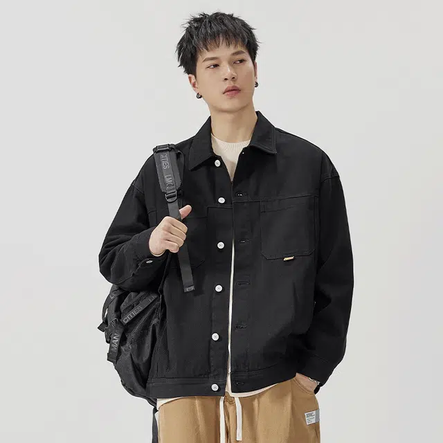 希越 美式潮流复古纯棉秋冬季工装宽松大码设计感外套百搭休闲夹克 男款