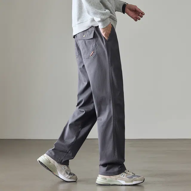 希越 简约风纯色潮牌百搭宽松直筒休闲裤 男款