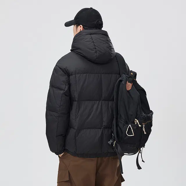 希越 日系高端简约纯色抗寒保暖蓬松面包服羽绒服 男款