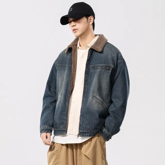 希越 高端仿羊羔绒加厚工装棉服棉衣冬季底特律御寒保暖棉袄夹克 男款