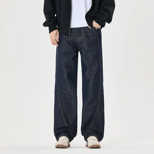 希越 美式重磅设计感潮牌多口袋长裤牛仔裤 男款