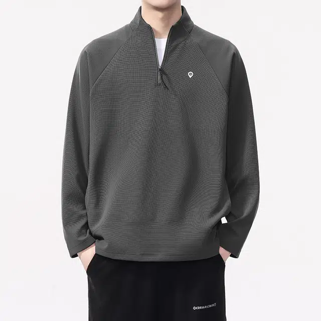 希越 美式立领半拉链无帽上衣长袖内搭打底衫潮卫衣 男款