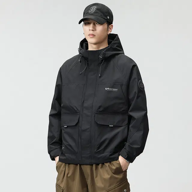 希越 美式户外山系防风上衣男秋冬季高级感保暖连帽棉衣夹克 男款