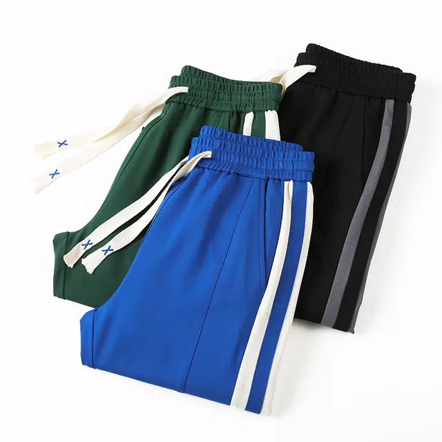 希越 秋冬 美式潮牌条纹拖地运动休闲裤 男款