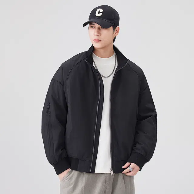 希越 男士潮流立领宽松夹克时尚休闲百搭棒球领外套羽绒服  男款