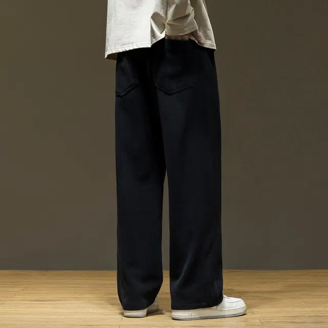 希越 美式潮牌简约垂感舒适肌理感裤子春秋季潮流经典宽松直筒运动休闲裤 男款