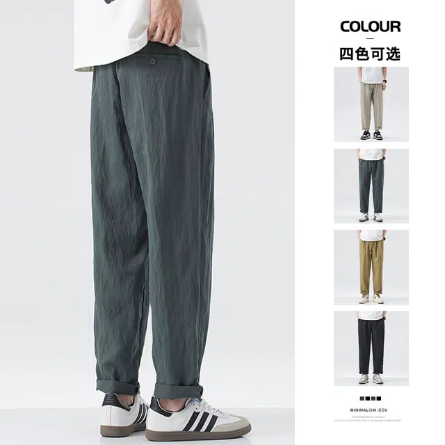 希越 时尚个性舒适纯色简约经典基础款休闲裤 男款