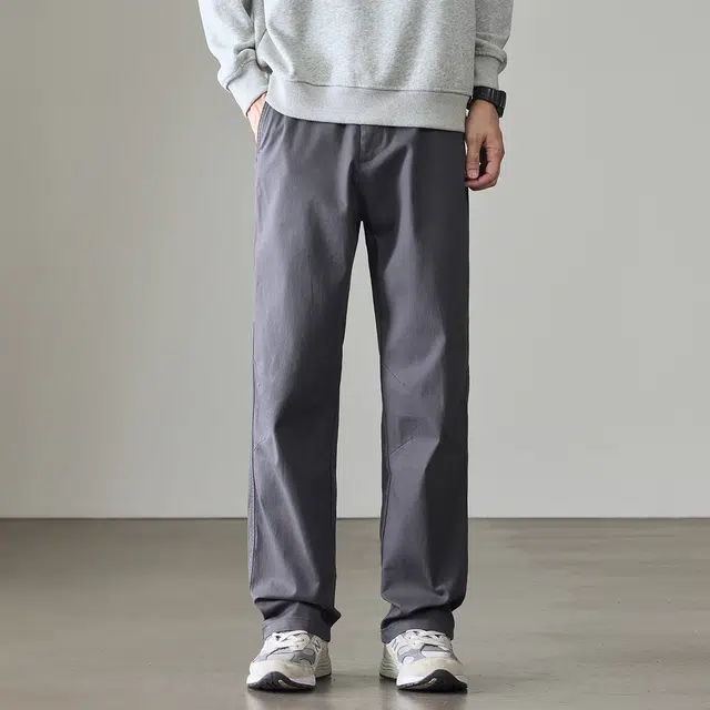 希越 简约风纯色潮牌百搭宽松直筒休闲裤 男款