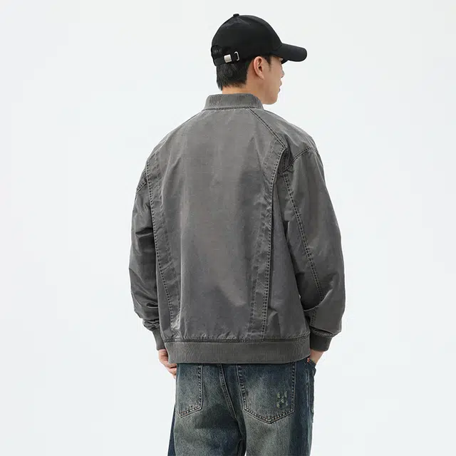 希越 美式高街做旧飞行员外套底特律宽松水洗休闲百搭短款夹克 男款