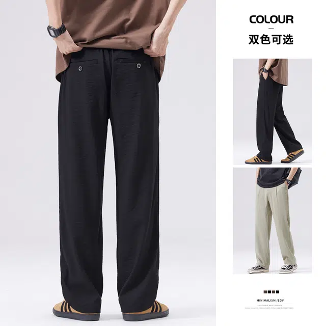 官方正品希越 冰丝凉感宽松大码直筒百搭商务休闲裤 升级版 男款 单件 黑色