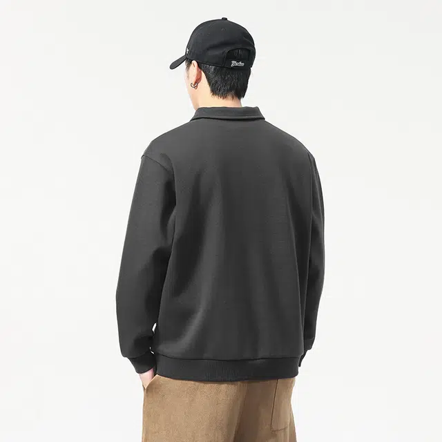 希越 帅气日系复古翻领长袖男生拼接休闲上衣打底衫潮卫衣 男款