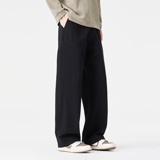 希越 纯棉耐磨抗皱直筒日常通勤商务修身长裤百搭早秋推荐舒适裤子休闲裤 男款