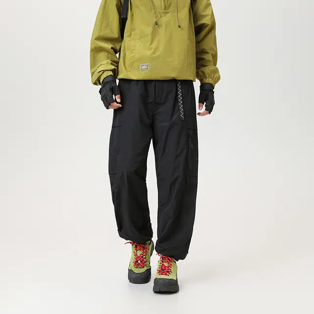 希越 户外防水工装潮牌宽松百搭束脚纯色复古休闲裤 男款