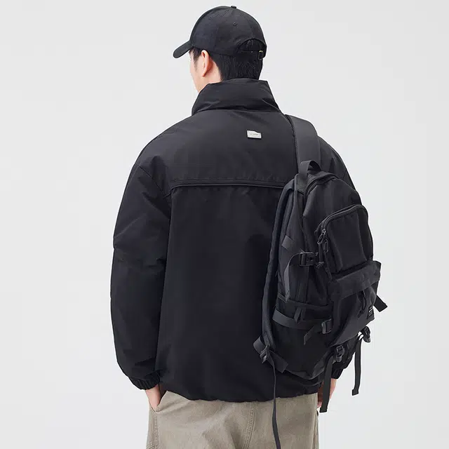 希越 夹克秋冬季长袖工装立领日系宽松潮流羽绒服 男款