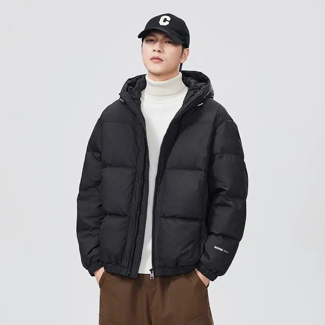 希越 日系高端简约纯色抗寒保暖蓬松面包服羽绒服 男款