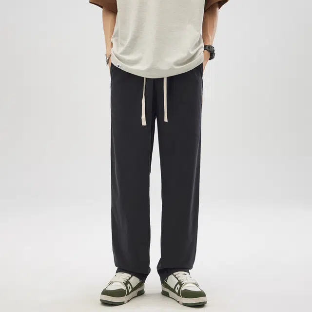 希越 纯色高腰长裤夏季休闲裤 男款