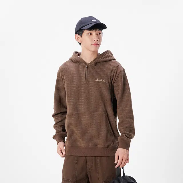希越 秋冬款美式复古半拉链连帽宽松休闲百搭卫衣 男款