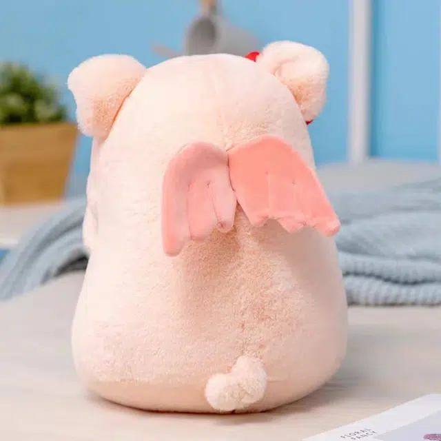 柏文熊 爱心小猪 粉猪抱枕 玩偶 毛绒公仔