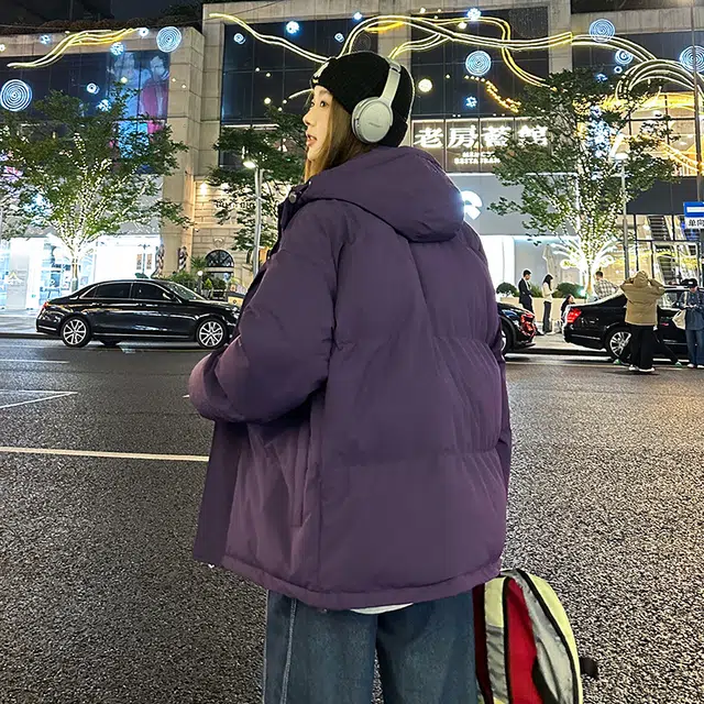 极限涡轮 纯色连帽面包服加厚保暖外套简约百搭棉服 男女同款