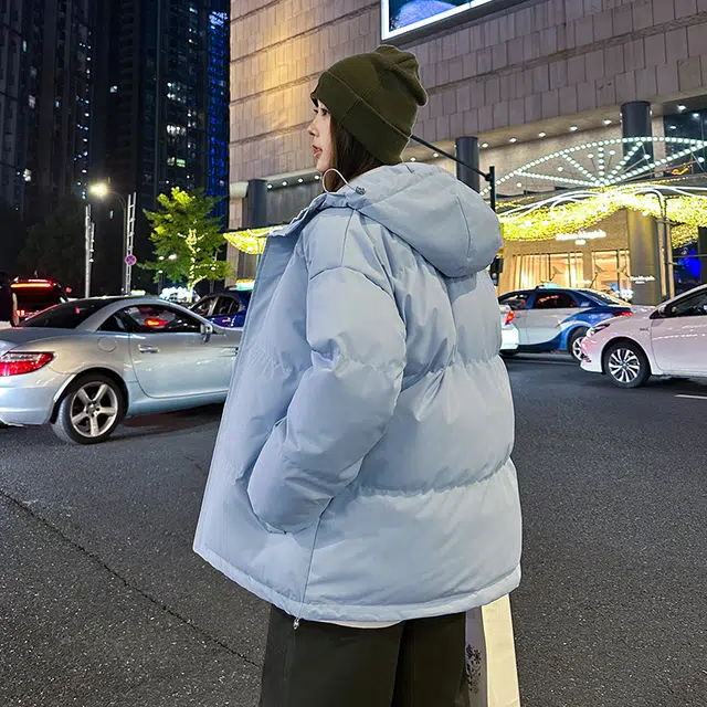 极限涡轮 纯色连帽面包服加厚保暖外套简约百搭棉服 男女同款