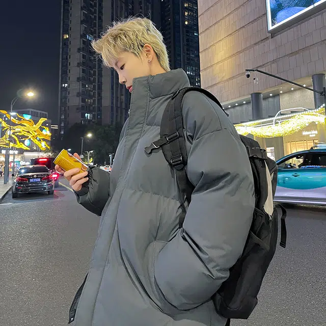 极限涡轮 纯色立领面包服保暖舒适厚款宽松简约百搭棉服 男女同款