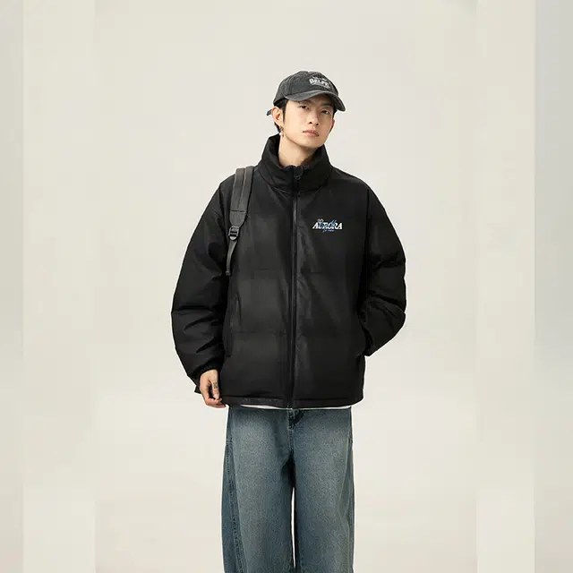 极限涡轮 美式保暖背面大面积个性印花外套加厚面包服休闲百搭棉服 男女同款 白色