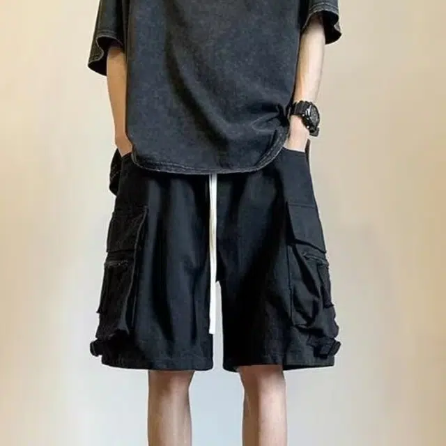 极限涡轮 美式街头工装潮牌机能运动痞帅宽松百搭潮五分休闲短裤 男女同款