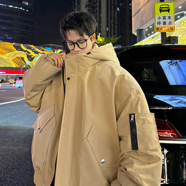 极限涡轮 港风堆堆袖加厚保暖宽松连帽帅气舒适时尚棉服 男女同款