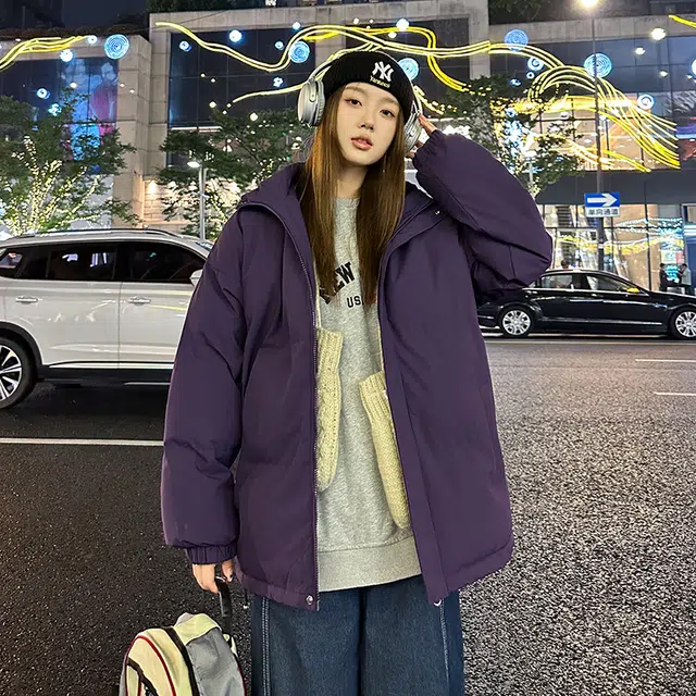极限涡轮 纯色连帽面包服加厚保暖外套简约百搭棉服 男女同款