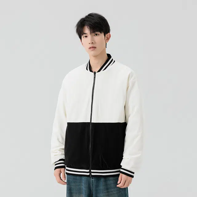 极限涡轮 经典款双面穿拼接撞色保暖舒适时尚百搭摇粒绒休闲潮流高品质棉服 男女同款 黑色