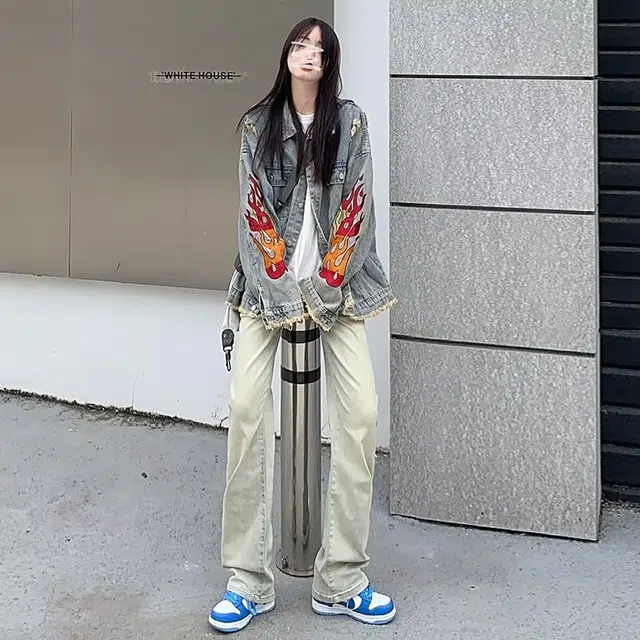 极限涡轮 美式高街阔腿显瘦休闲工装百搭牛仔裤 男女同款
