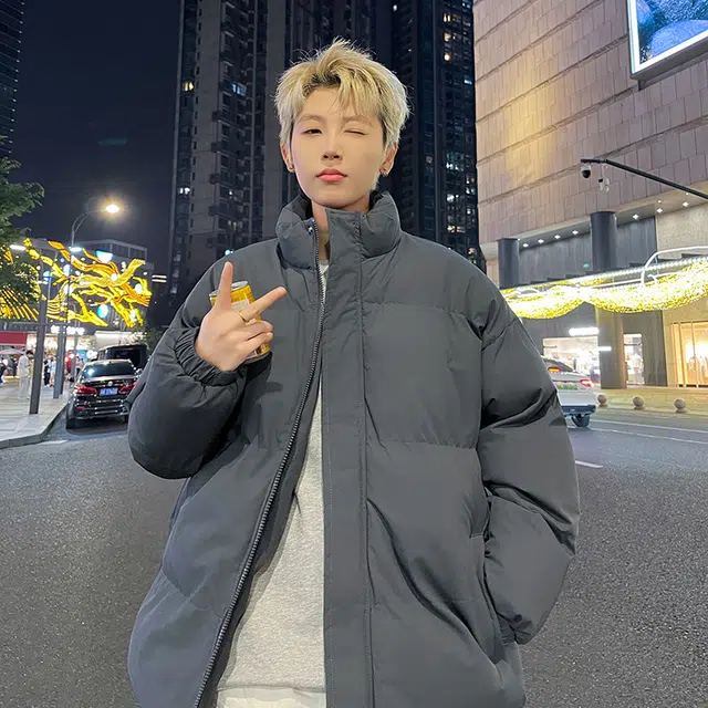 极限涡轮 纯色立领面包服保暖舒适厚款宽松简约百搭棉服 男女同款