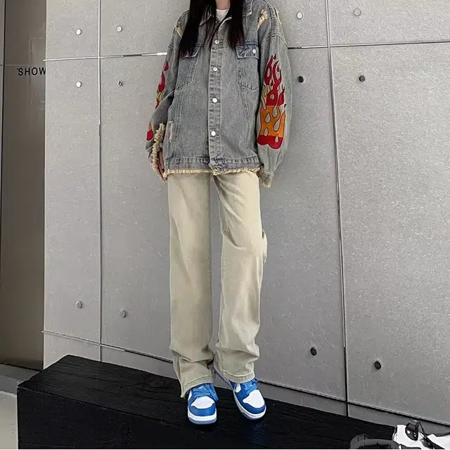 极限涡轮 美式高街阔腿显瘦休闲工装百搭牛仔裤 男女同款