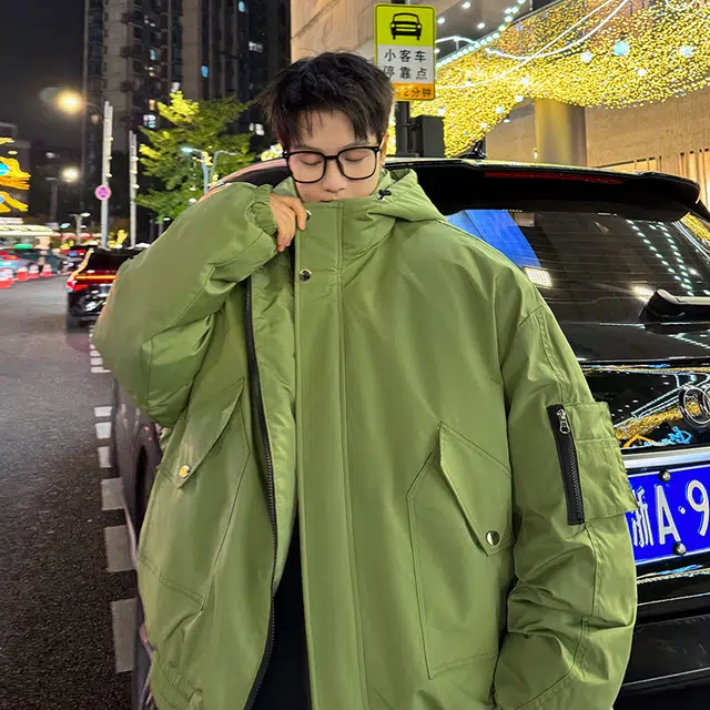 极限涡轮 港风堆堆袖加厚保暖宽松连帽帅气舒适时尚棉服 男女同款