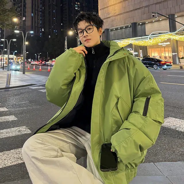 极限涡轮 港风堆堆袖加厚保暖宽松连帽帅气舒适时尚棉服 男女同款