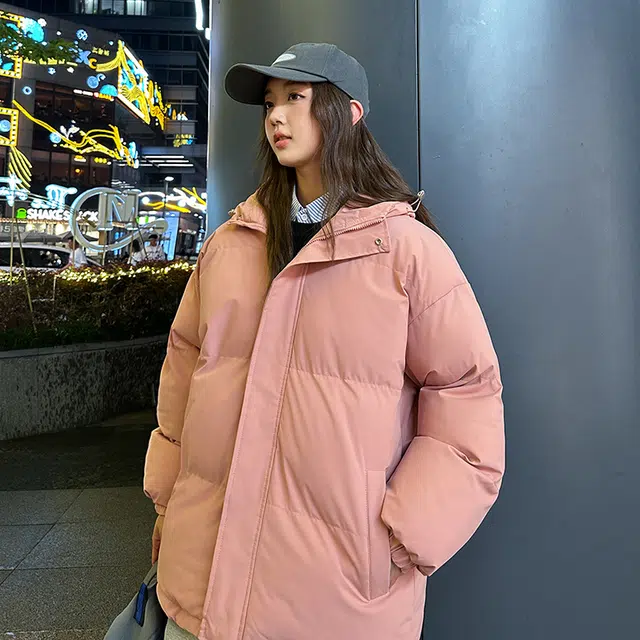 极限涡轮 纯色连帽面包服加厚保暖外套简约百搭棉服 男女同款