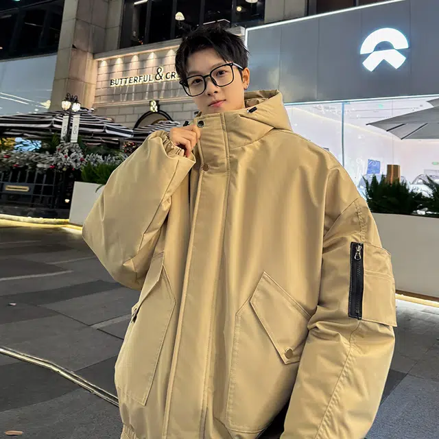 极限涡轮 港风堆堆袖加厚保暖宽松连帽帅气舒适时尚棉服 男女同款
