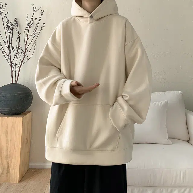 极限涡轮 重磅潮牌美式复古连帽麂皮纯色嘻哈街头休闲百搭卫衣 男女同款 黑色