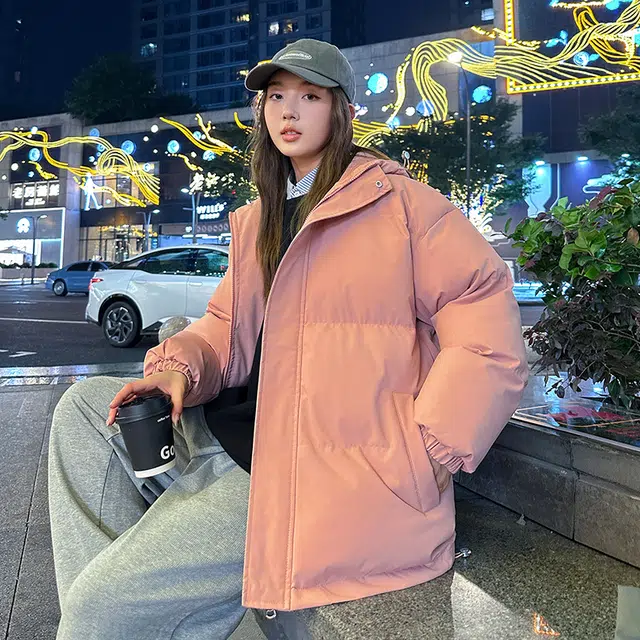 极限涡轮 纯色连帽面包服加厚保暖外套简约百搭棉服 男女同款
