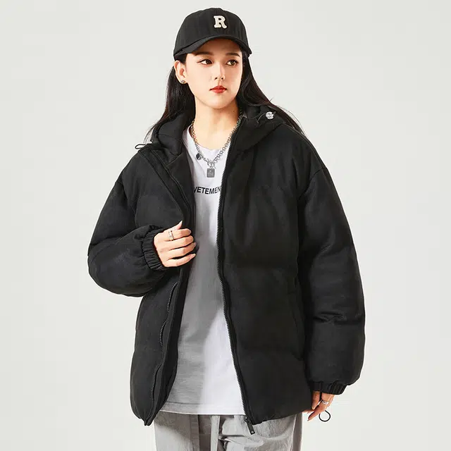 极限涡轮 美式复古街头时尚重磅连帽百搭防风加厚保暖面包服棉服 男女同款