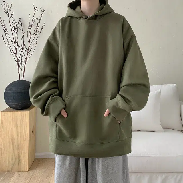 极限涡轮 重磅潮牌美式复古连帽麂皮纯色嘻哈街头休闲百搭卫衣 男女同款 黑色
