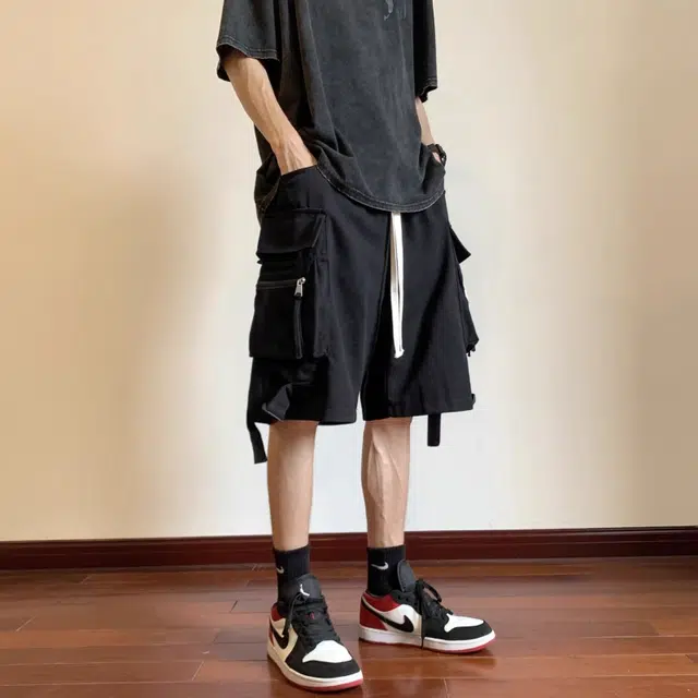 极限涡轮 美式街头工装潮牌机能运动痞帅宽松百搭潮五分休闲短裤 男女同款