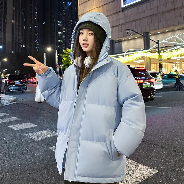极限涡轮 纯色连帽面包服加厚保暖外套简约百搭棉服 男女同款