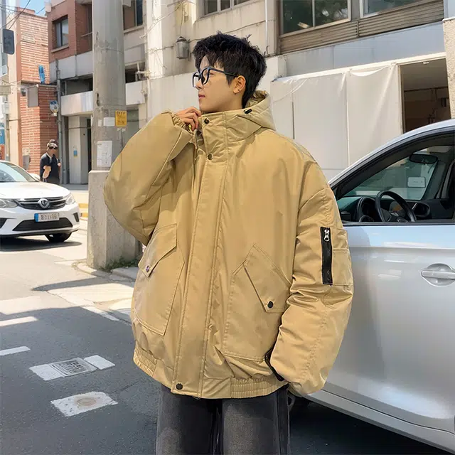 极限涡轮 港风堆堆袖加厚保暖宽松连帽帅气舒适时尚棉服 男女同款