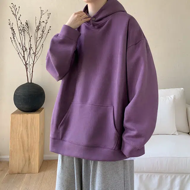 极限涡轮 重磅潮牌美式复古连帽麂皮纯色嘻哈街头休闲百搭卫衣 男女同款 黑色