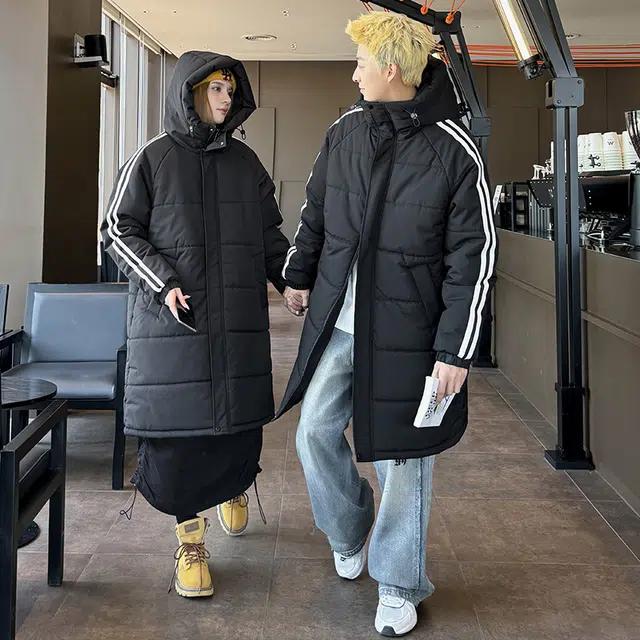 极限涡轮 美式街头风基础简约纯色个性国潮宽松中长款百搭时尚加厚保暖棉服 男女同款