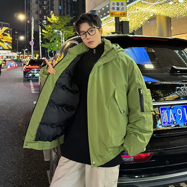 极限涡轮 港风堆堆袖加厚保暖宽松连帽帅气舒适时尚棉服 男女同款